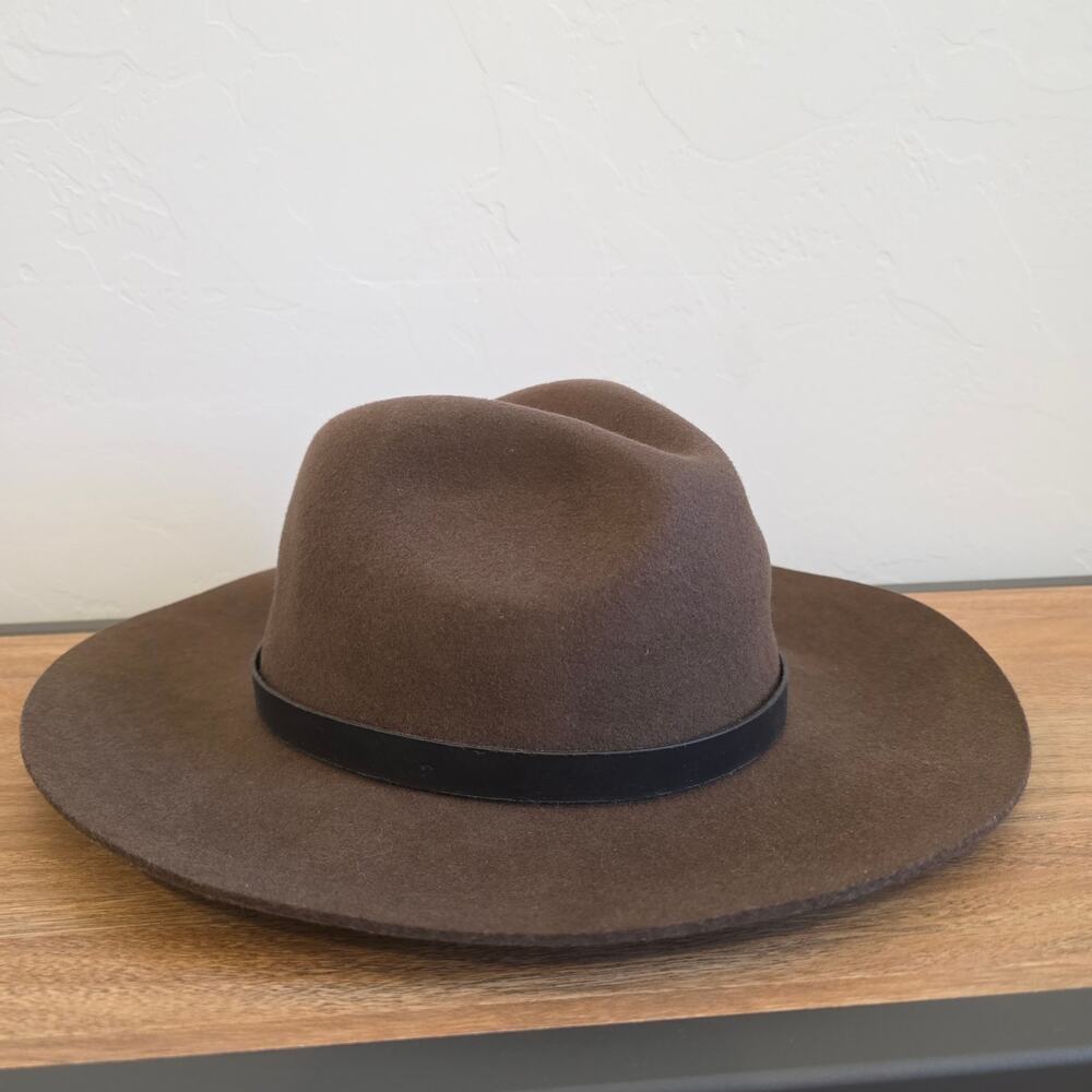 Ruggine 100% Wool Wide Brim Hat Brown Fedora Western Ranch Style